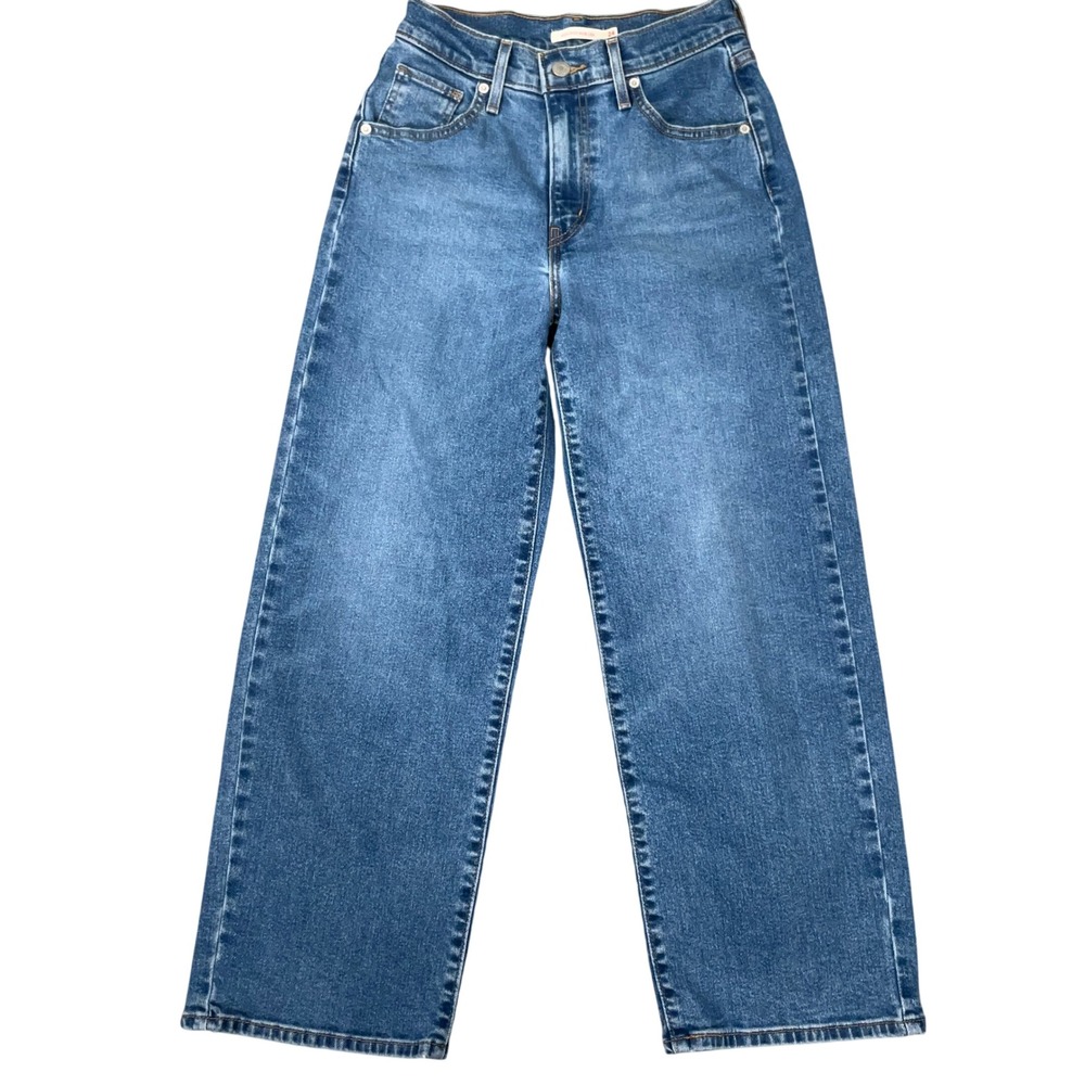 Levis Wide Leg Jeans Womens 24x27 Blue High Rise Y2K Relaxed Everyday Denim